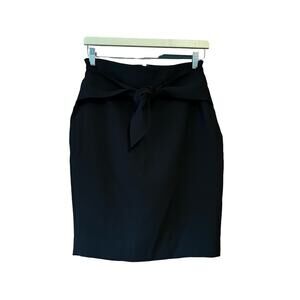 Express Women's Tie Bow Front Straight & Pencil Mini Skirt Solid Black Size 4